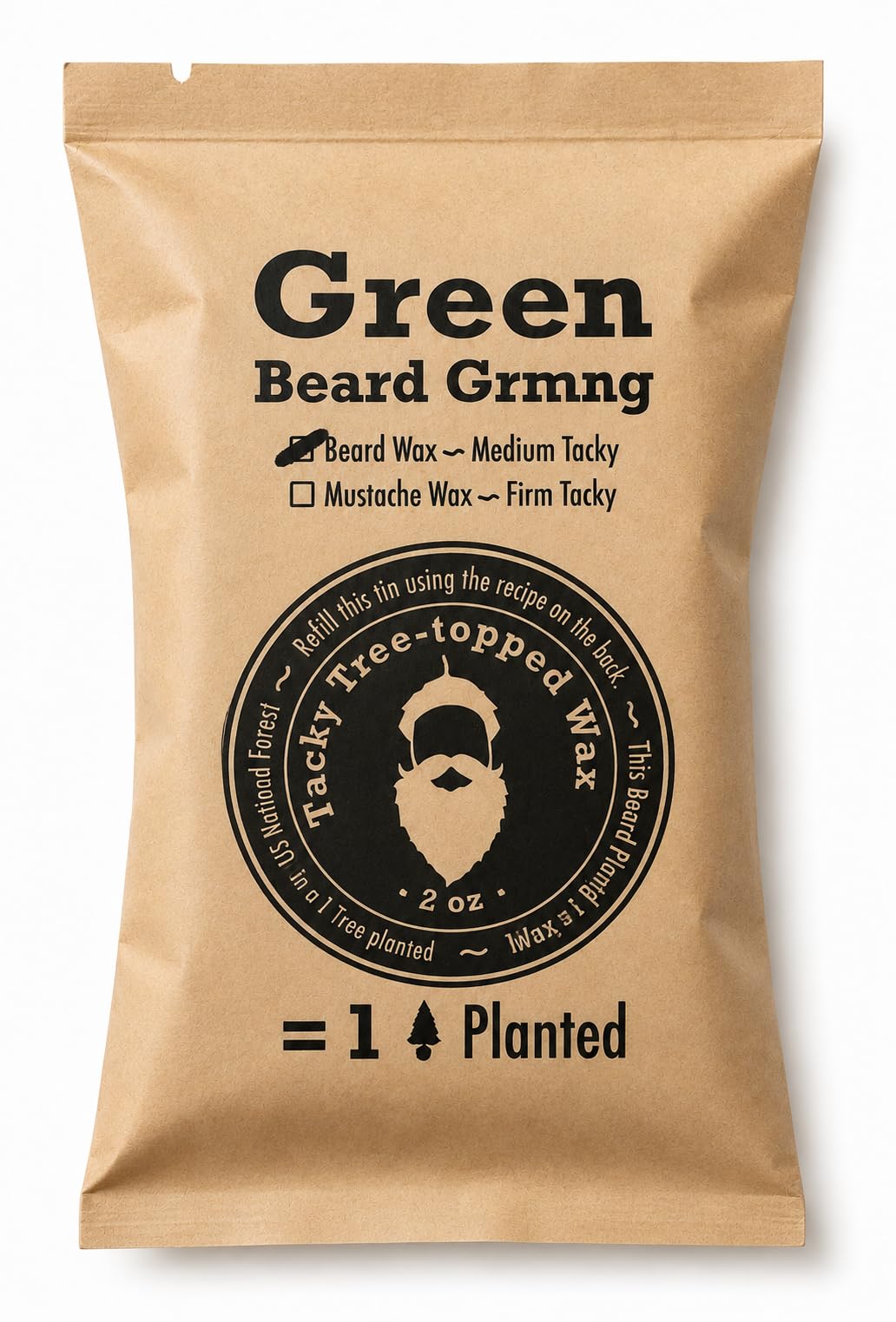 Tree-Topped Beard Wax – Medium & Tacky – 2 oz