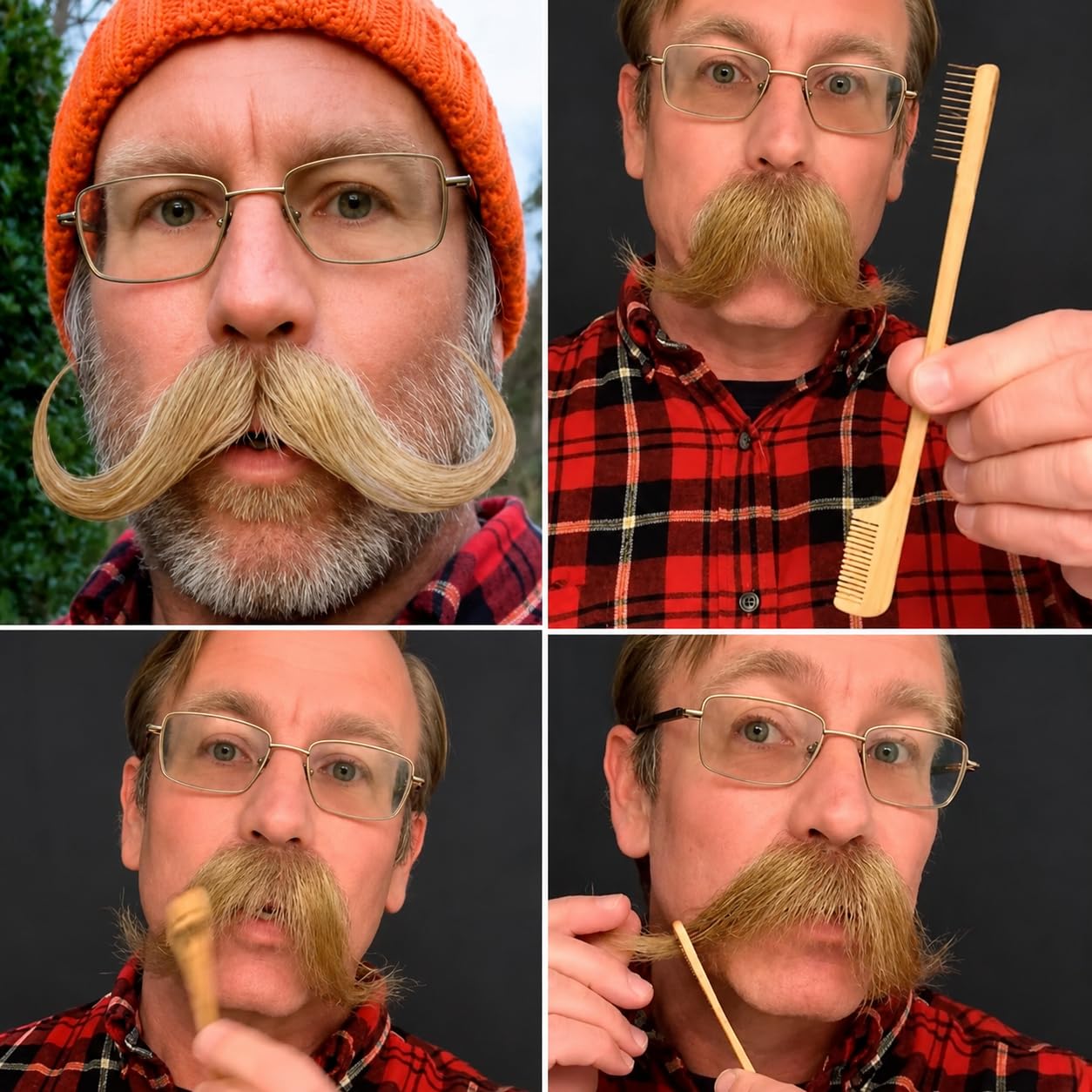 2-in-1 Sapling Mustache Brush & Comb (2-pack)