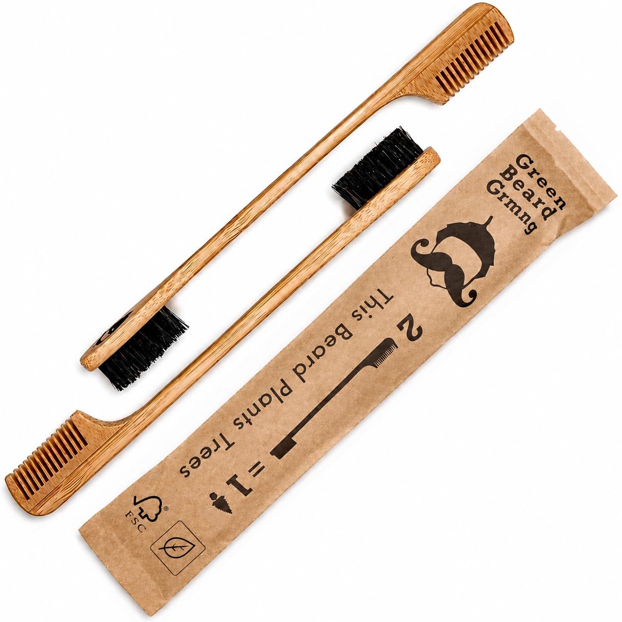 2-in-1 Sapling Mustache Brush & Comb (2-pack)