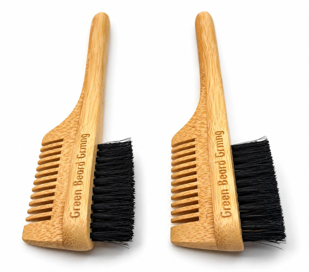 2-in-1 Split-leaf Sapling Mustache Brush & Comb – 2-Pack