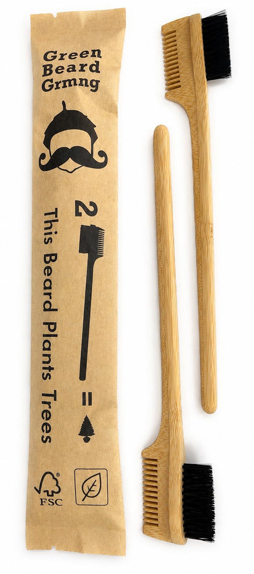 2-in-1 Split-leaf Sapling Mustache Brush & Comb – 2-Pack