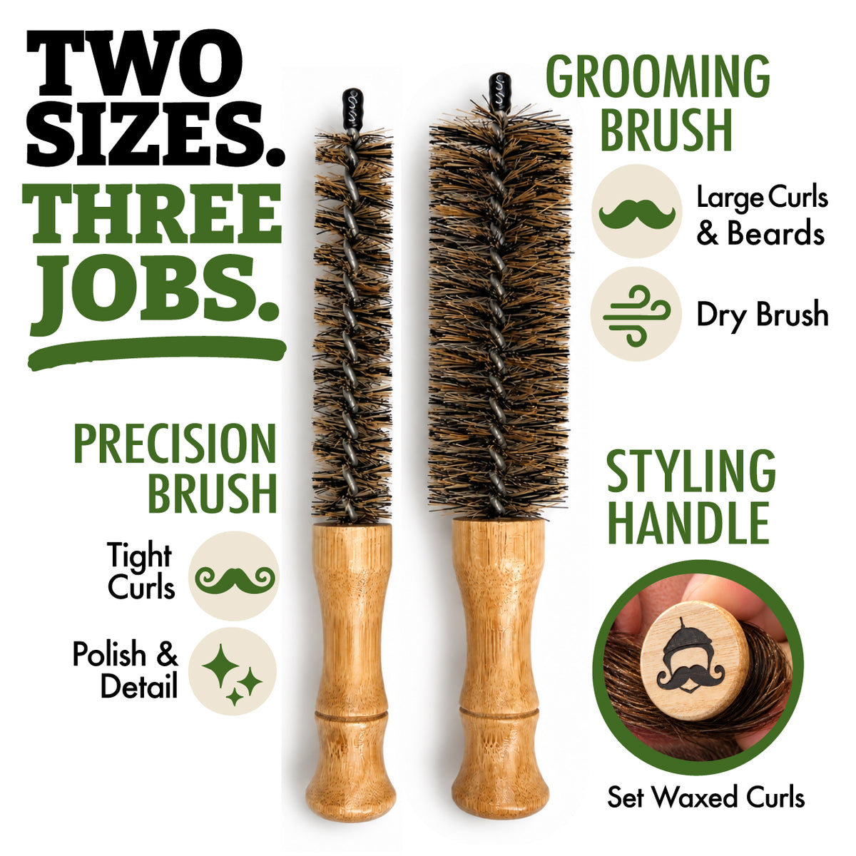 Twisted Timber Round Mustache Brush (2-Pack)