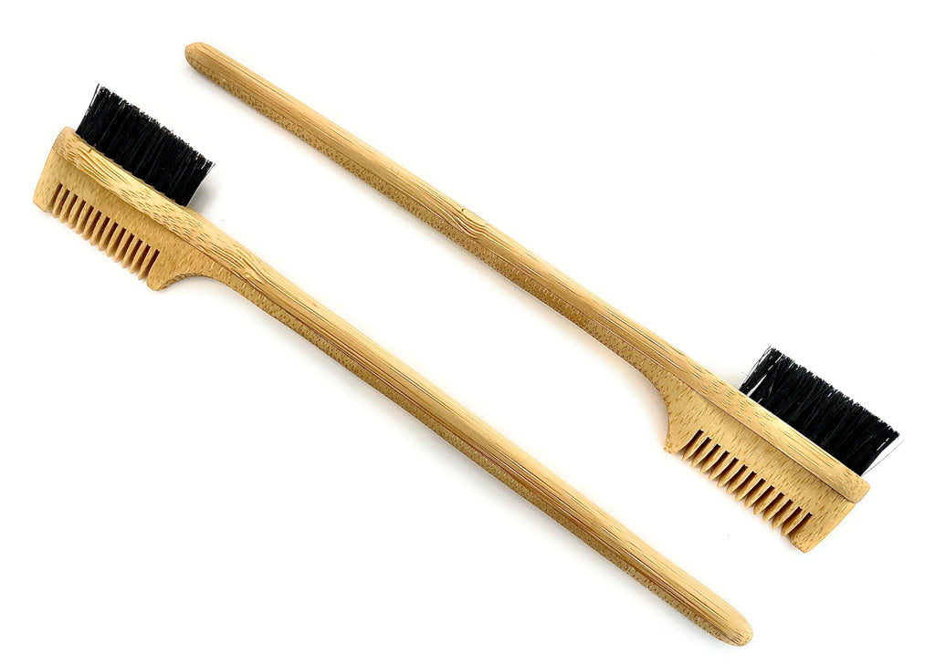 2-in-1 Split-leaf Sapling Mustache Brush & Comb – 2-Pack
